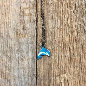 Girls Dolphin Necklace - Blue/White